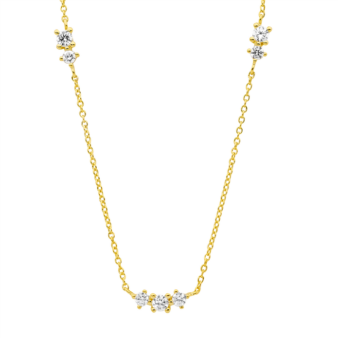 Ellani Sterling Silver Gp Cz Necklace