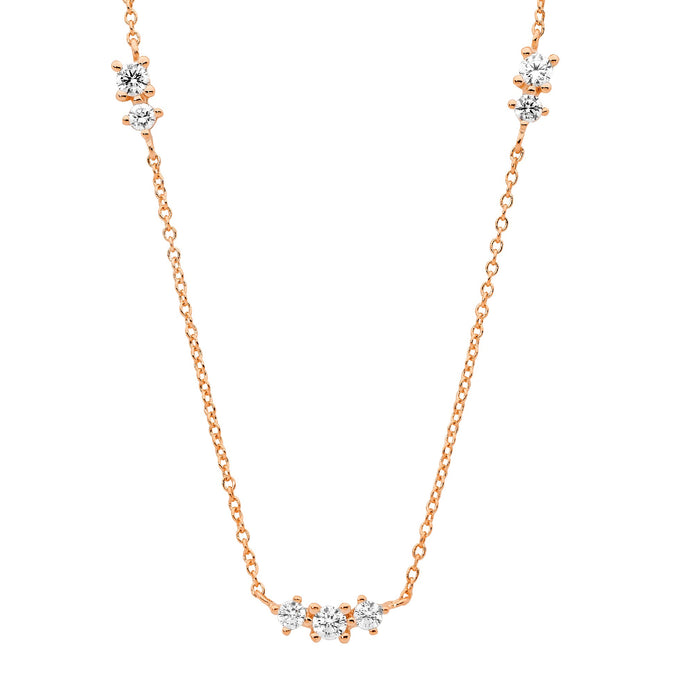 Ellani Sterling Silver Rgp Cz Necklace