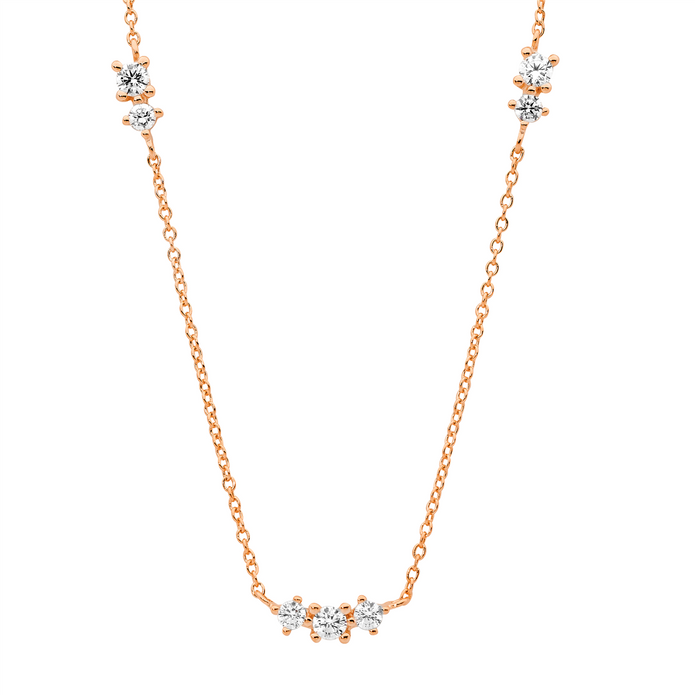 Ellani Sterling Silver Rgp Cz Necklace