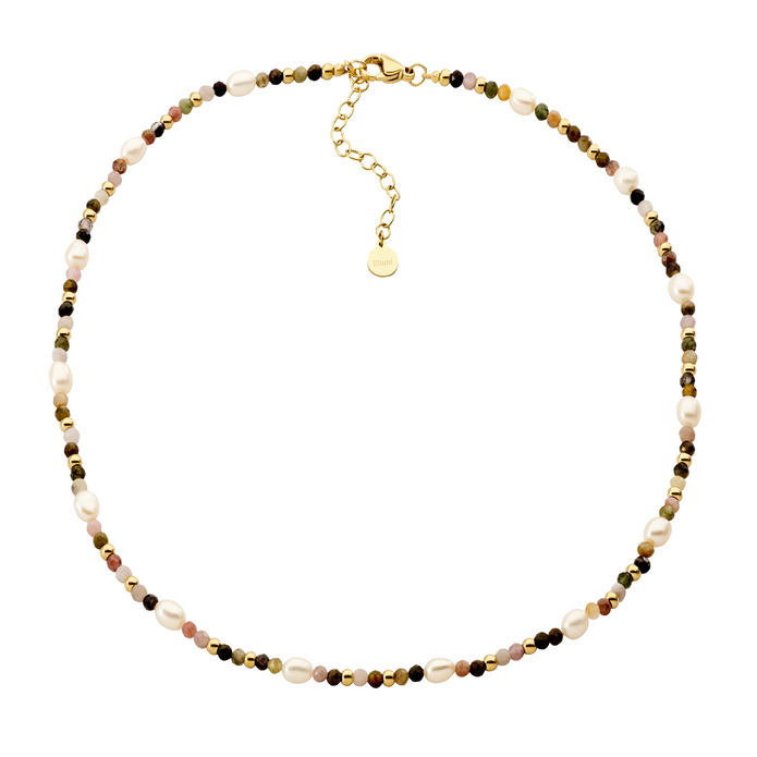 Ellani Sp134 Ellani Tourmaline & Freshwater Pearl Necklet 40cm.