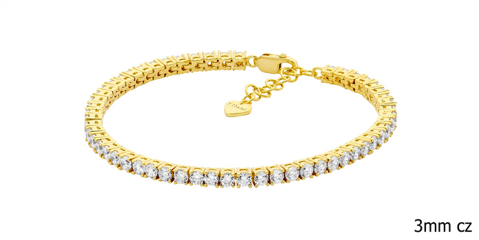 Ellani Sterling Silver Gp 3mm Cz Tennis Bracelet