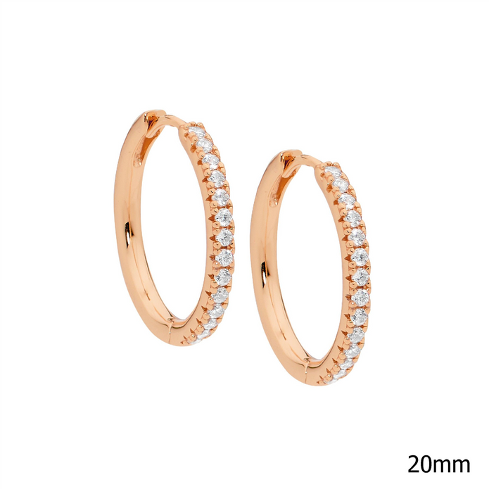 Ellani Sterling Silver Rgp Cz 20mm Hoop Earrings