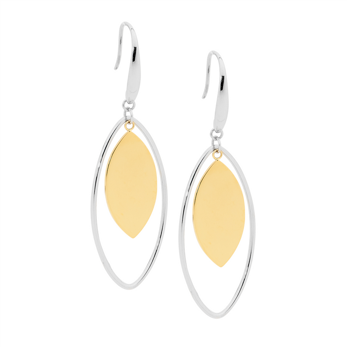 Ellani Stainless Steel Gp Open Tear Drop Earrings 2
