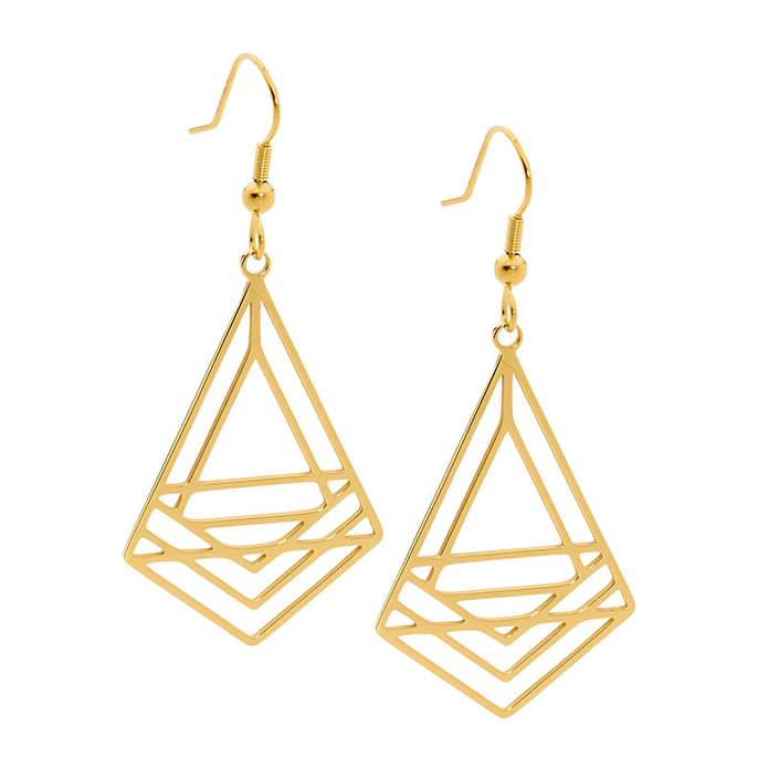 Ellani Stainless Steel Gp Abstract Triangle Drop Earrings