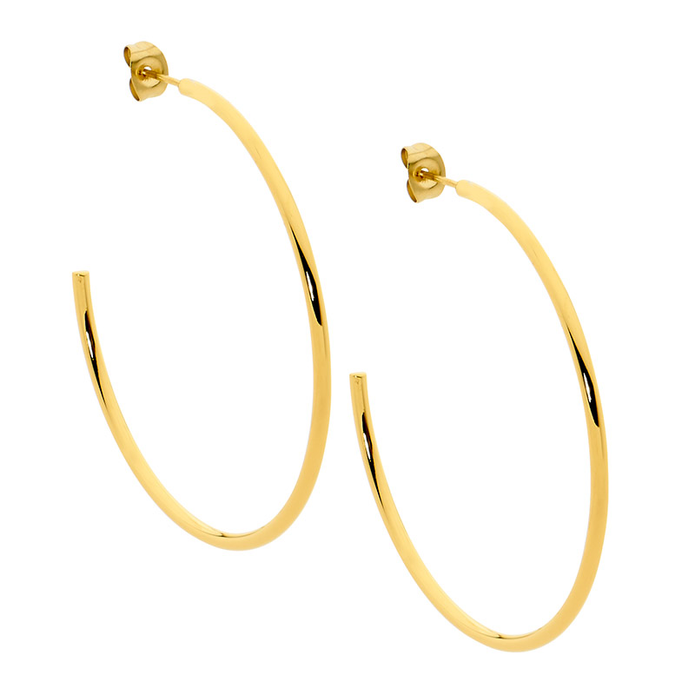 Stainless Steel Gp 40mm Hoop Earrings