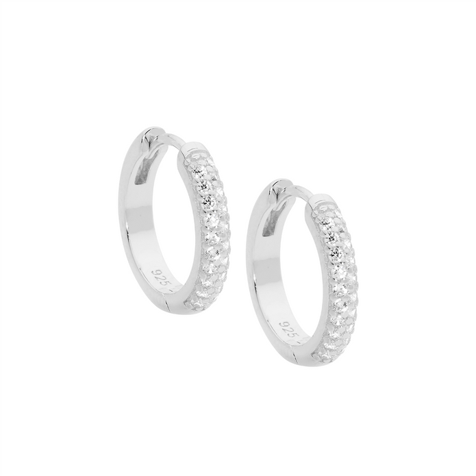 Ellani Sterling Silver Cz 16mm Hoop Earrings