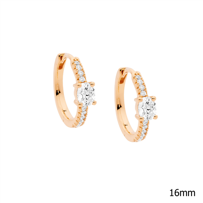 Ellani Sterling Silver 16mm Rgp Cz Hoop Earrings