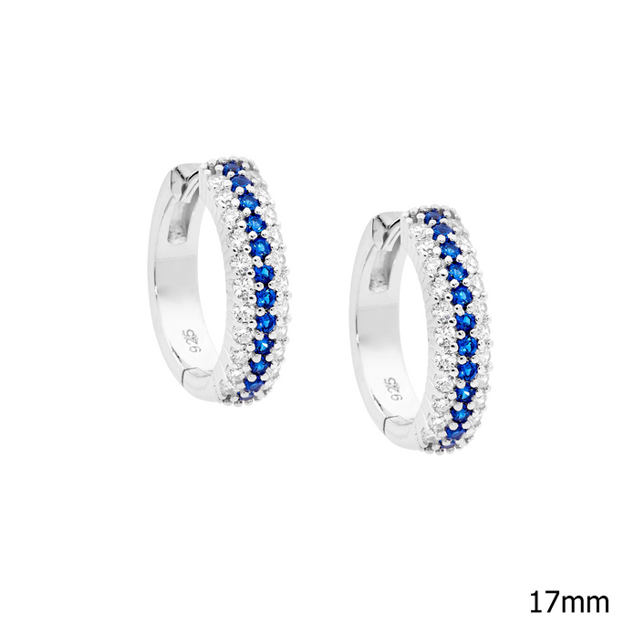 Ellani Sterling Silver 17mm Cz Hoop Earrings 2