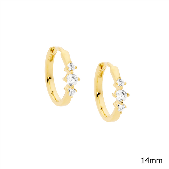 Ellani Sterling Silver 14mm Cz Hoop Earrings 2