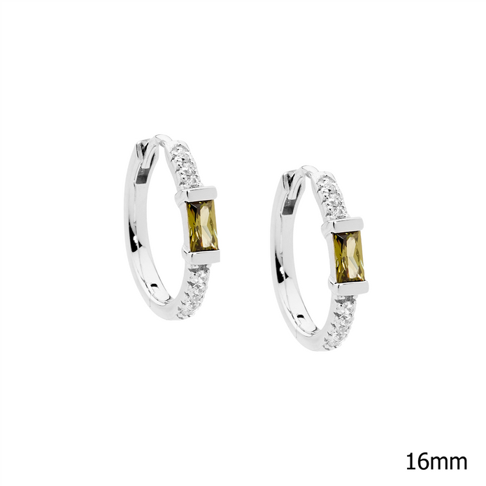 Ellani Sterling Silver 16mm Cz Hoop Earrings 2