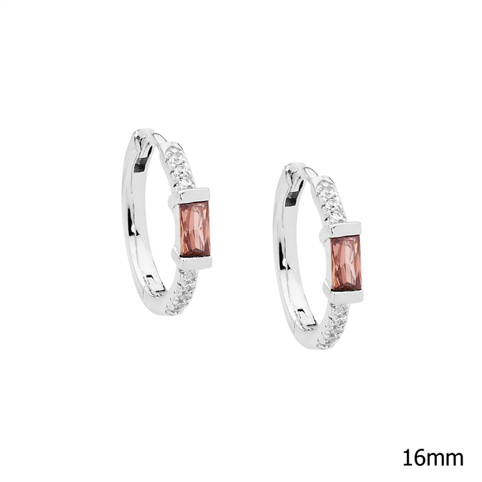 Ellani Sterling Silver 16mm Cz Hoop Earrings 3