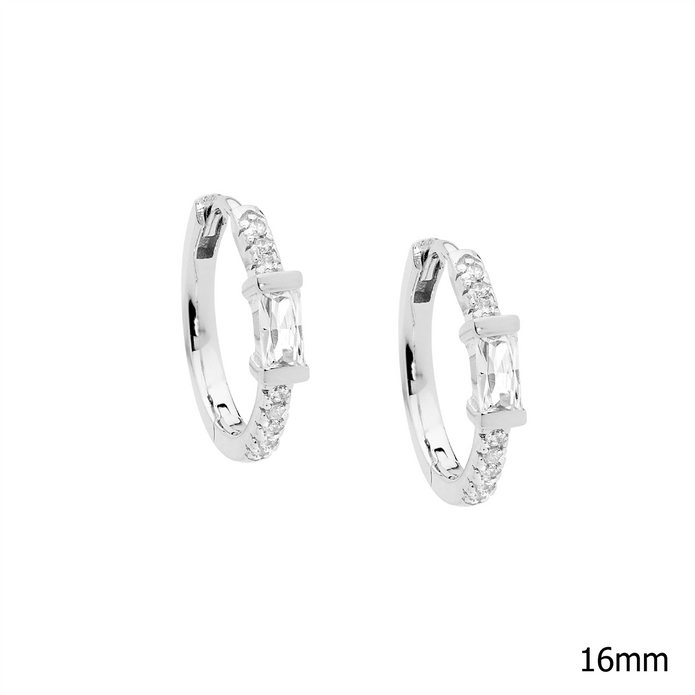 Ellani Sterling Silver 16mm Cz Hoop Earrings 4