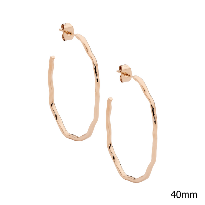 Ellani Stainless Steel Rgp 40mm Wave Hoop Earrings