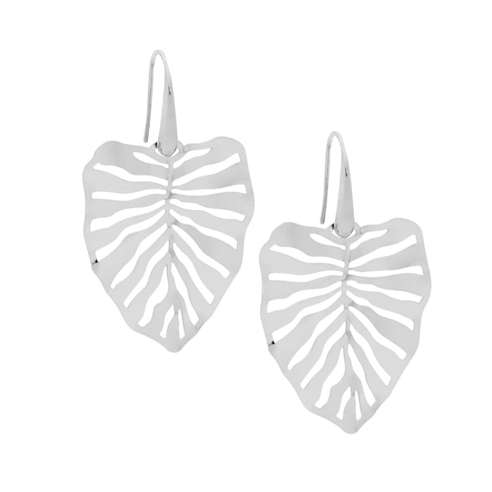 Ellani Stainless Steel 36mm Monstera Leaf Earrings