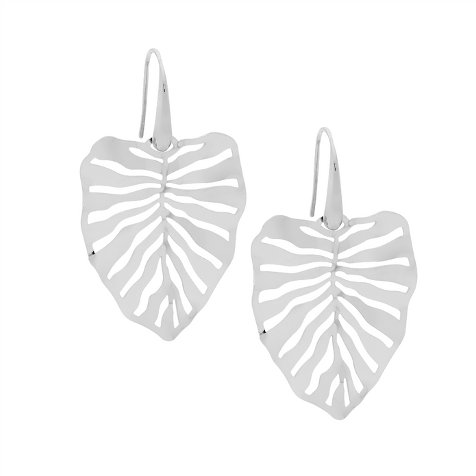 Ellani Stainless Steel 36mm Monstera Leaf Earrings