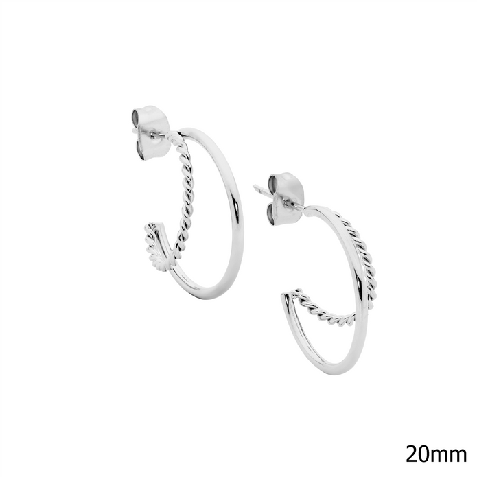 Ellani Stainless Steel 20mm Double Hoop Earrings