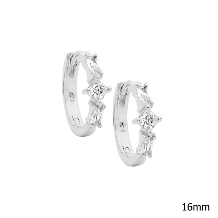 Ellani Sterling Silver Cz Hoop Earrings