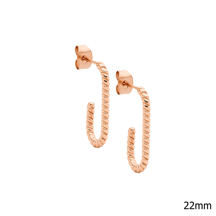 Ellani Stainless Steel Rgp 22mm Twist Hoop Earrings