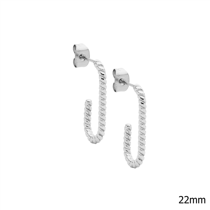 Ellani Stainless Steel 22mm Twist Hoop Earrings