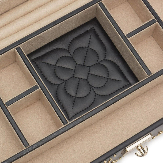 Wolf Marrakesh Flat Jewellery Box Black Leather