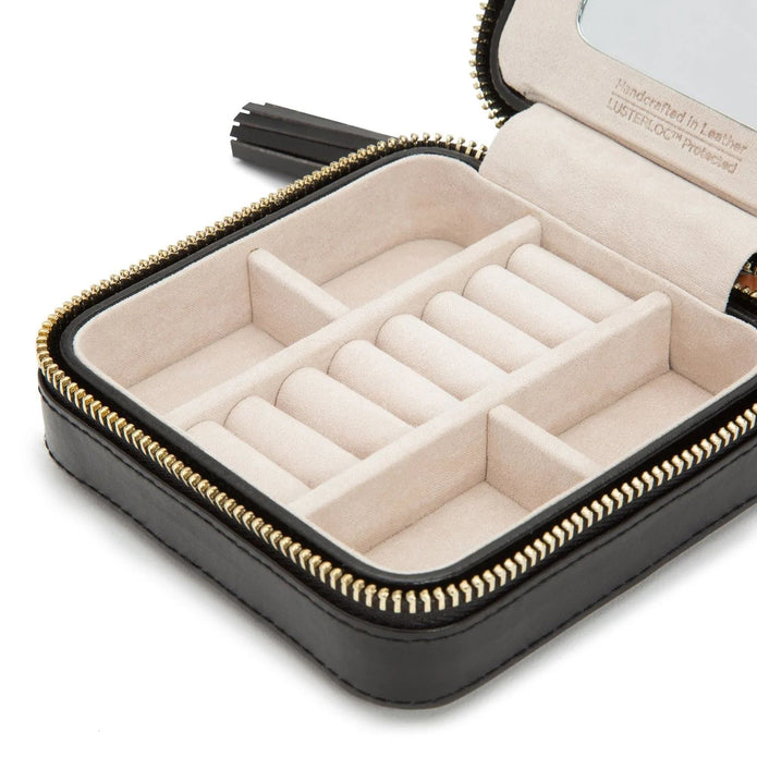 Wolf Caroline Zip Travel Case Black Leather
