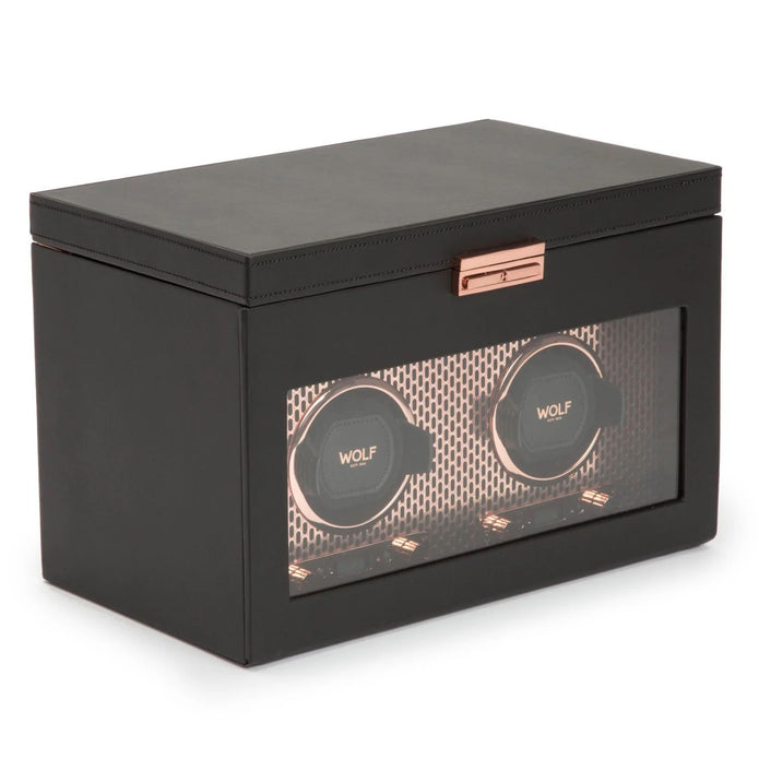 Wolf Axis Collection Copper Double Watch Winder With Storage