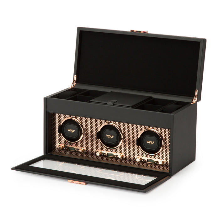 Wolf Axis Copper Triple Watch Winder With Storage