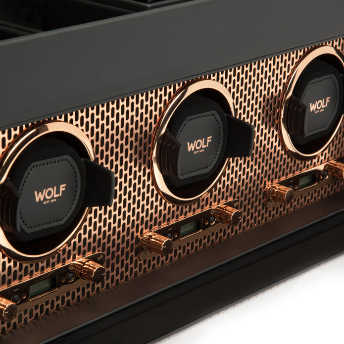 Wolf Axis Copper Triple Watch Winder With Storage