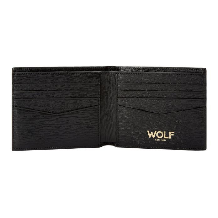 Wolf Logo Billfold Black Leather Wallet