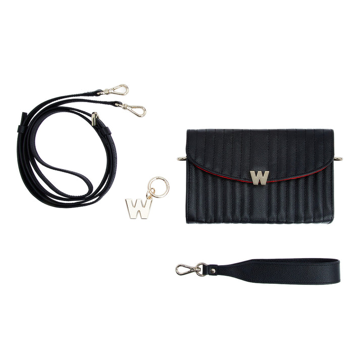 Wolf Mimi Crossbody Bag With Wristlet Black Leather