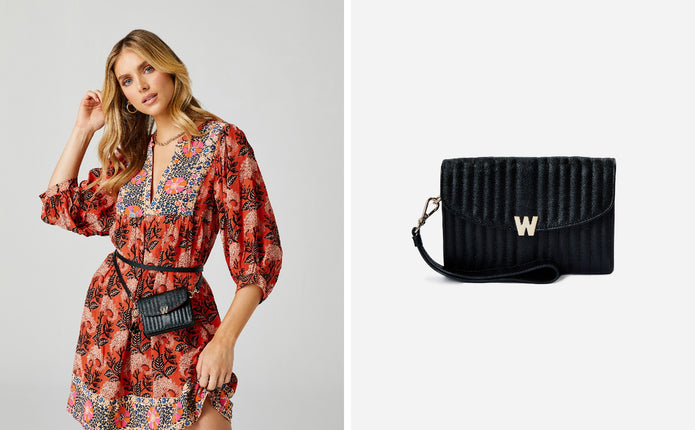Wolf Mimi Crossbody Bag With Wristlet Black Leather