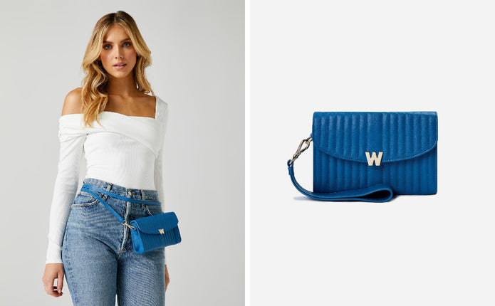 Wolf Mimi Crossbody Bag Blue Leather