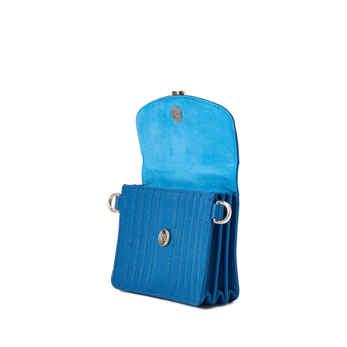 Wolf Mimi Mini Bag With Wristlet Marine Blue Leather