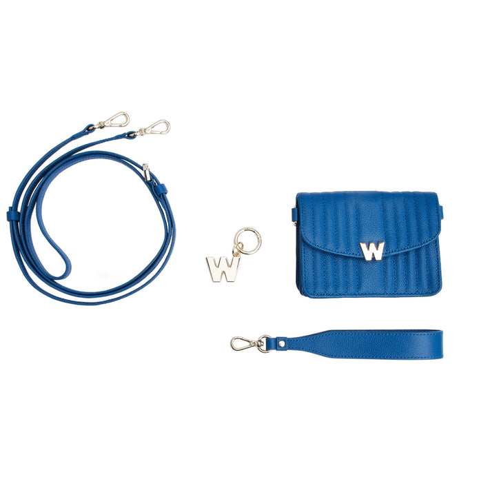 Wolf Mimi Mini Bag With Wristlet Marine Blue Leather