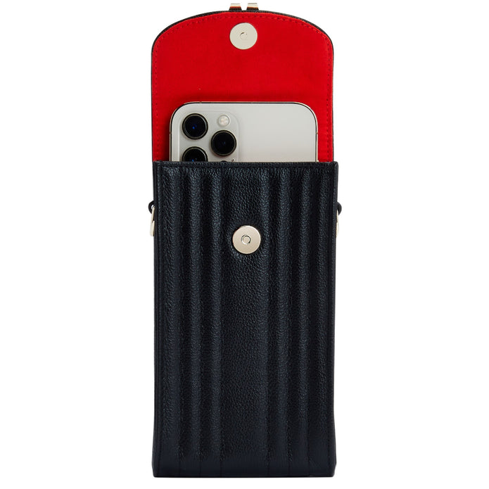 Wolf Mimi Phone Case With Wristlet Black Leather