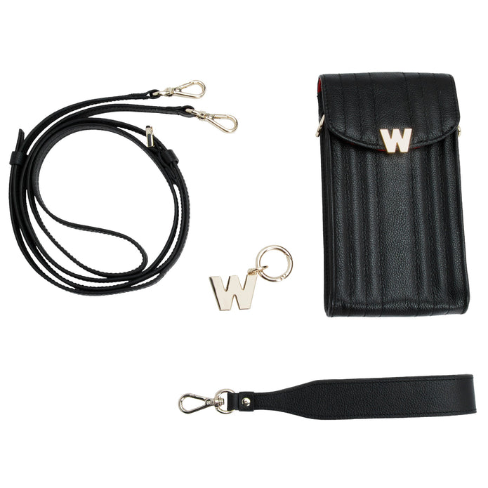 Wolf Mimi Phone Case With Wristlet Black Leather