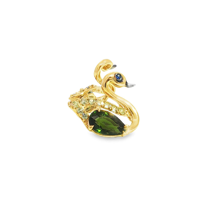 18ct Yellow Gold Sapphire And Tourmaline Earrings