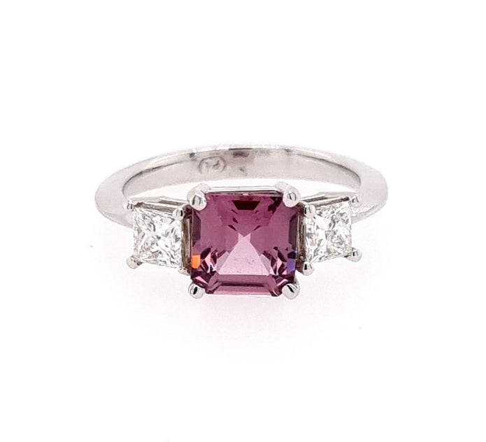 Platinum Trilogy Pink Spinel And Diamond Ring