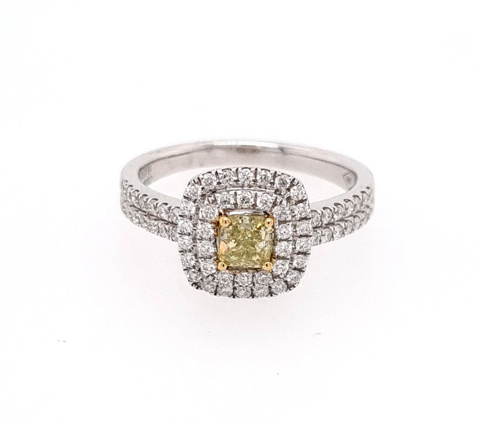 18ct Yellow And White Gold Fancy Yellow Diamond Ring