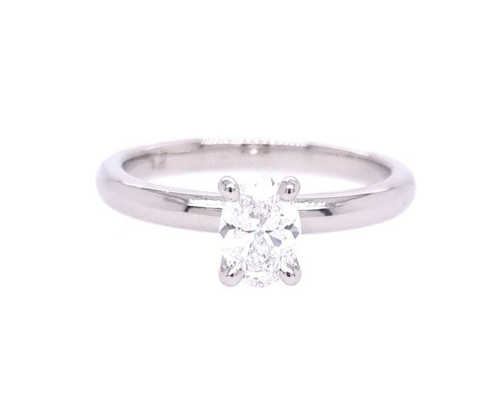 Platinum Oval Solitaire Diamond Ring