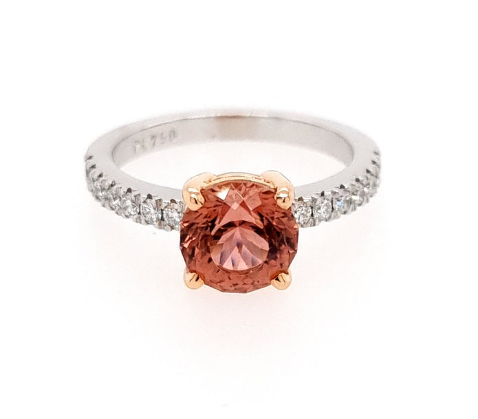 Platinum And 18ct Rose Gold Tourmaline And Diamond Ring