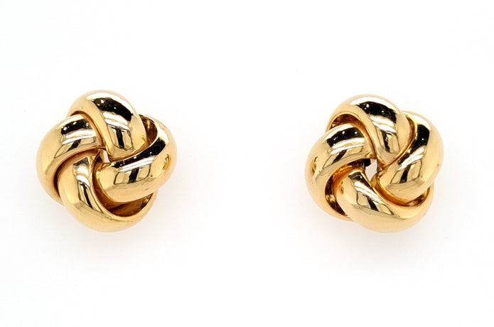 9ct Yellow Gold Shiny Italian Knot Stud Earrings