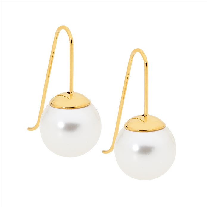Ellani Stainless Steel Ygp Pearl Drop Earrings