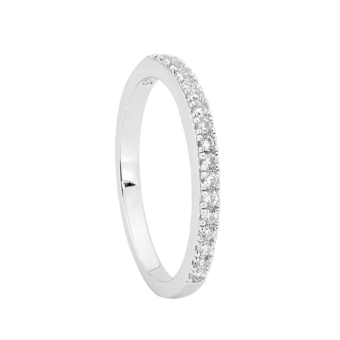 Ellani Sterling Silver White Cz Band Ring