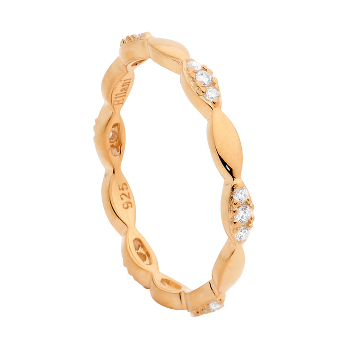 Ellani Sterling Silver Rgp White Cz Stacker Ring