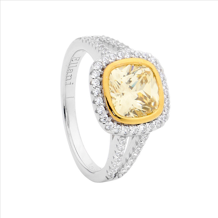 Ellani Sterling Silver Ygp White Cz Ring 3