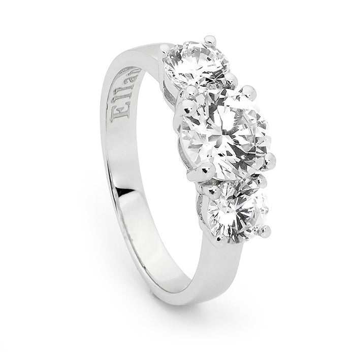 Ellani Sterling Silver Triple Round Cz Ring