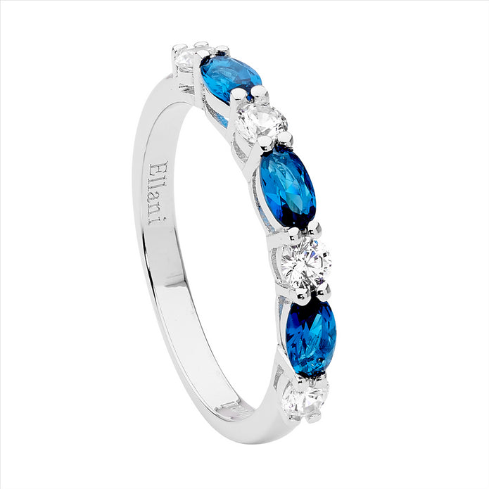 Ellani Sterling Silver London Blue Cz Ring