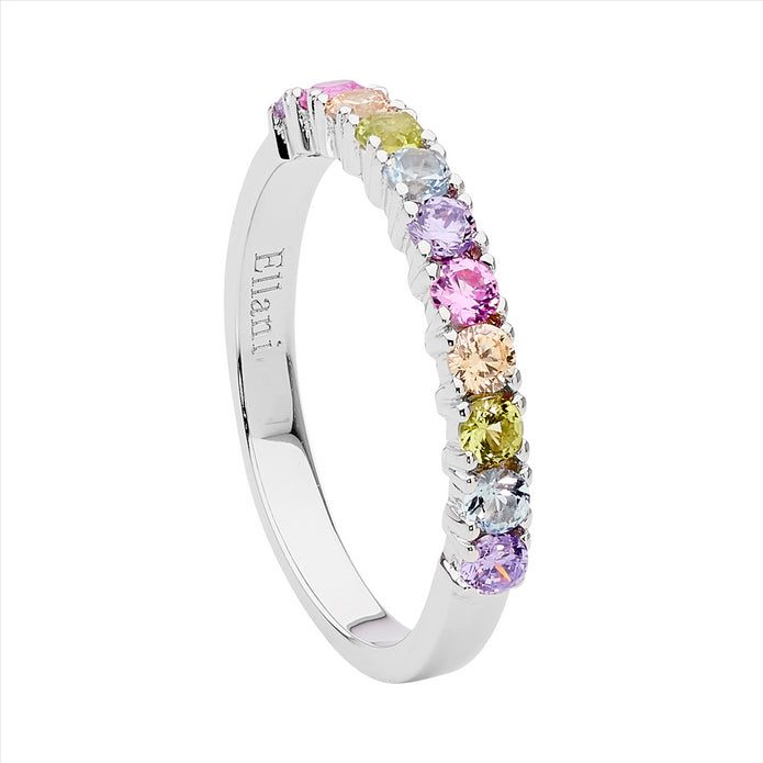 Ellani Sterling Silver Multi Coloured Cz Ring 3