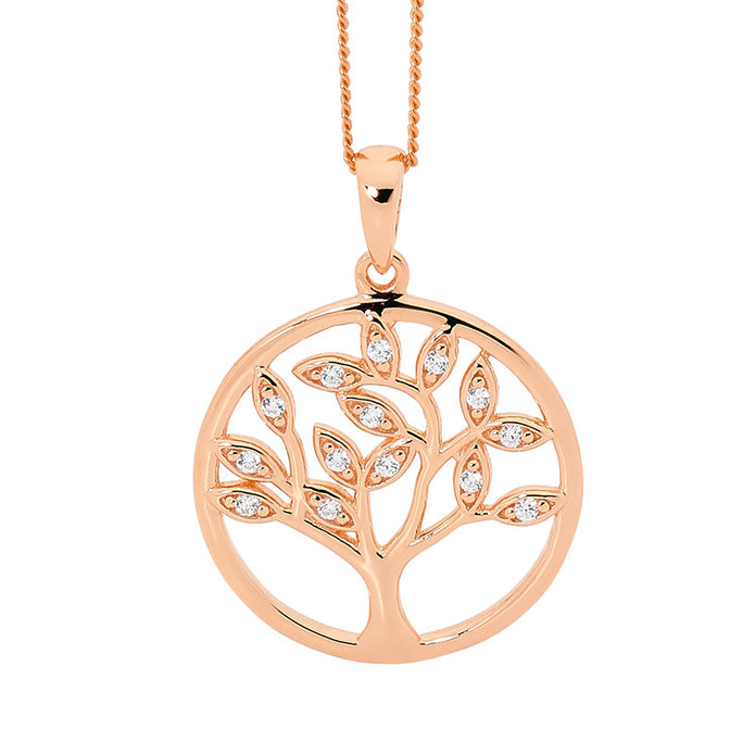 Ellani Sterling Silver Cz Rgp 'tree Of Life' Pendant